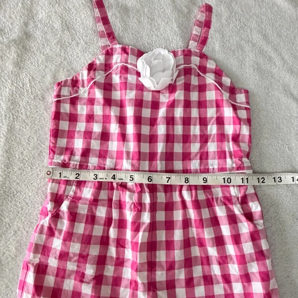 Janie and Jack | Pink Gingham Rosette Romper | Size 5